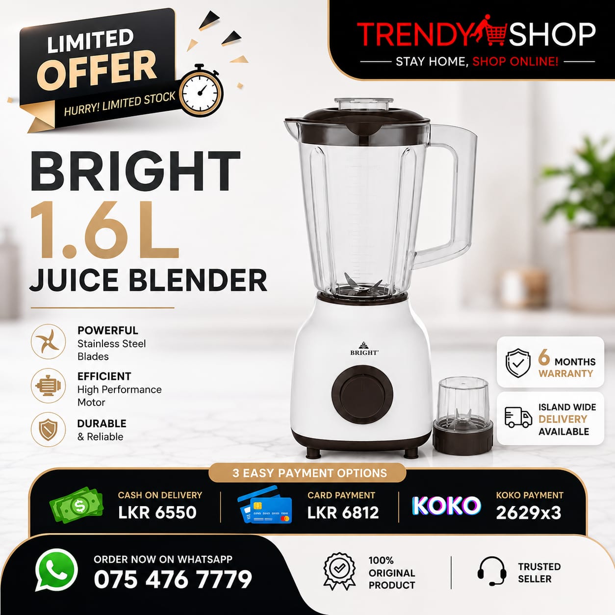 Trendy Shop LK Facebook ad: Blend it. Grind it.