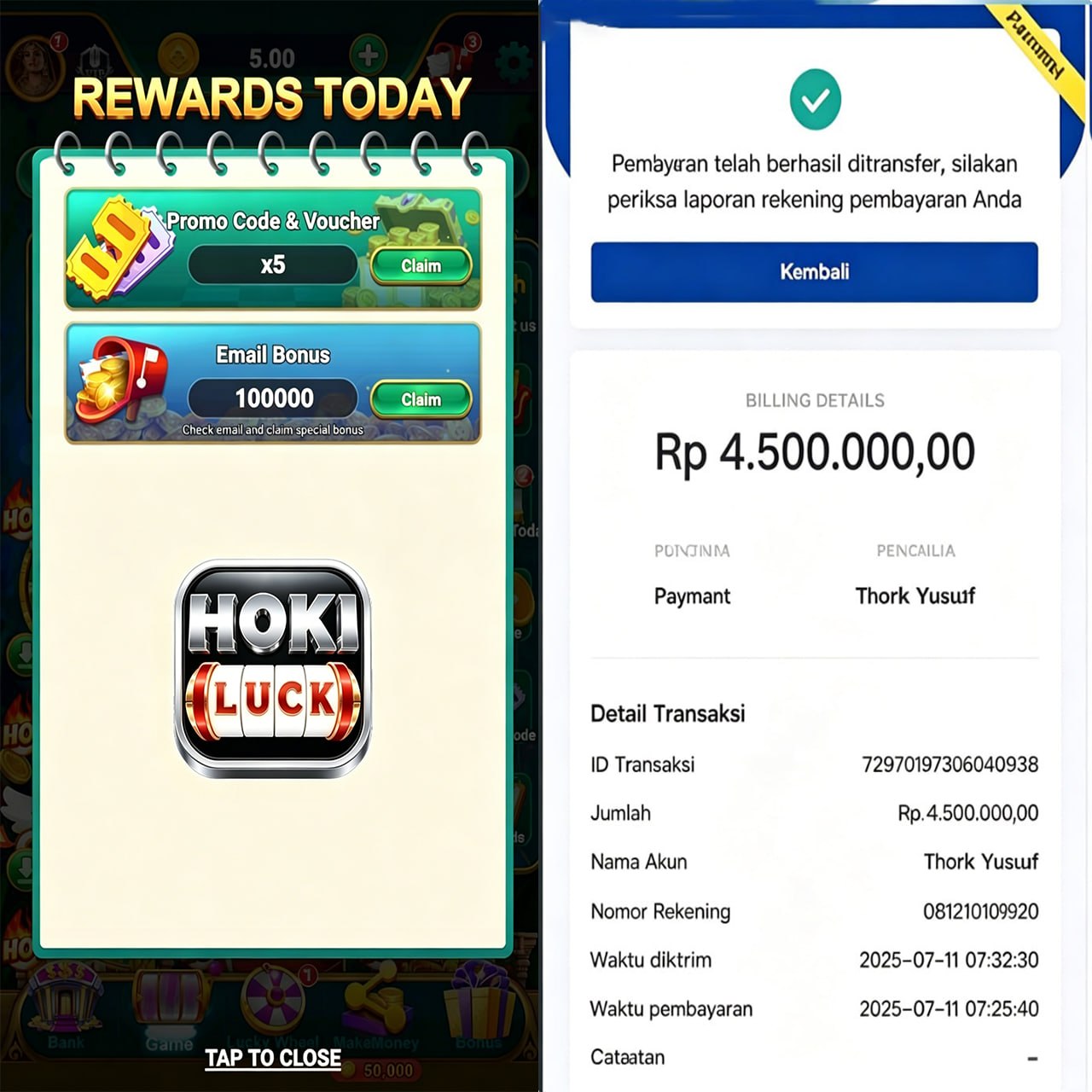 Hongtriftmershu Rogifli Facebook ad: HokiLuck - Slot Gacor & Jackpot Naga Emas