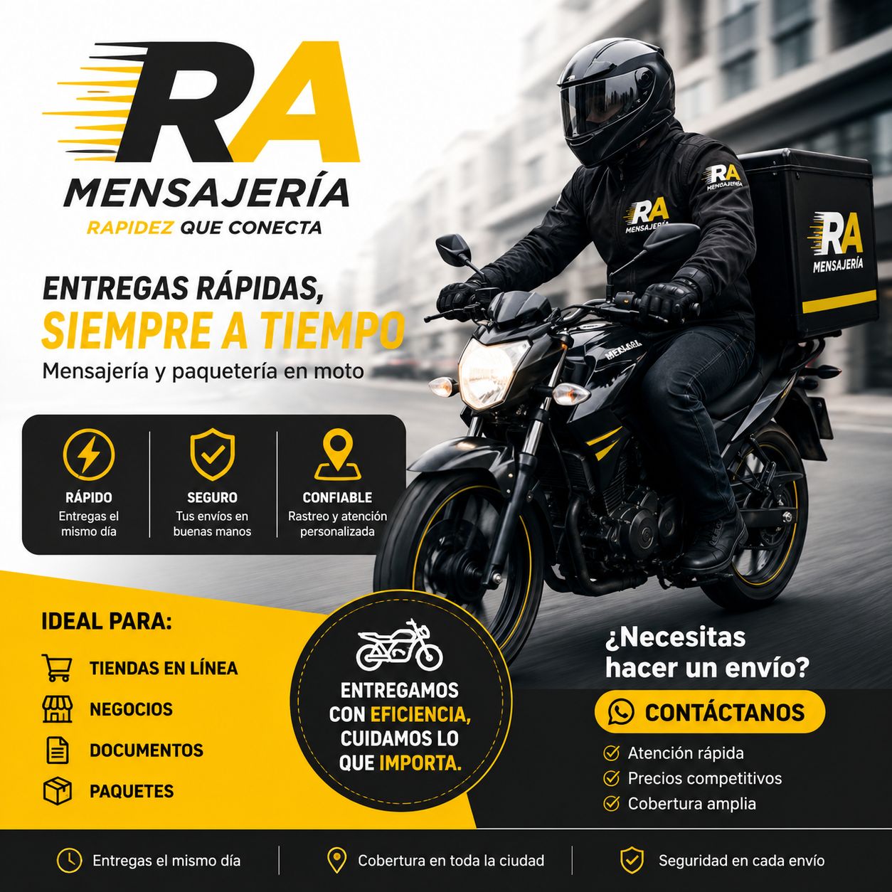 RA mensajeria express Facebook ad: RA mensajeria, rapidez que conecta.