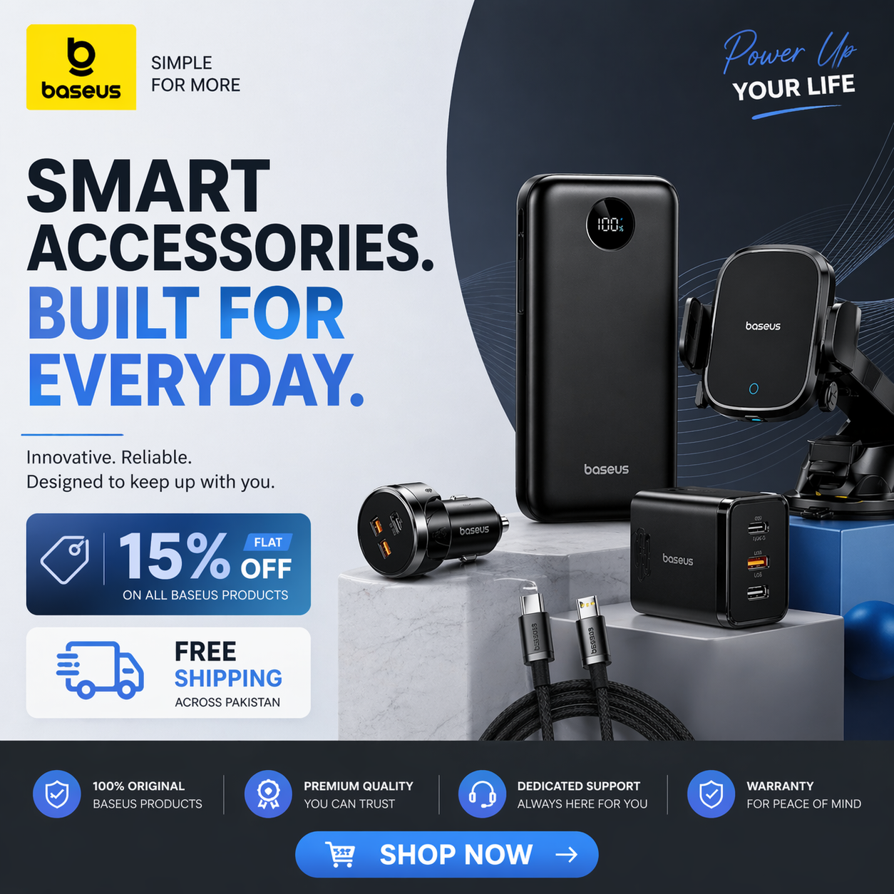 Baseus Store Pakistan Facebook ad: FLAT 15% OFF