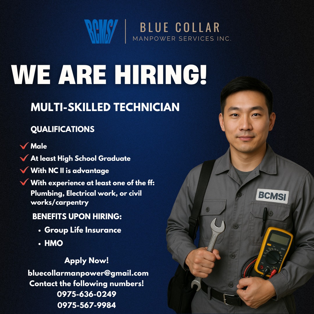 Blue Collar Manpower Services Inc. - LUZON Facebook ad: WE'RE HIRING!