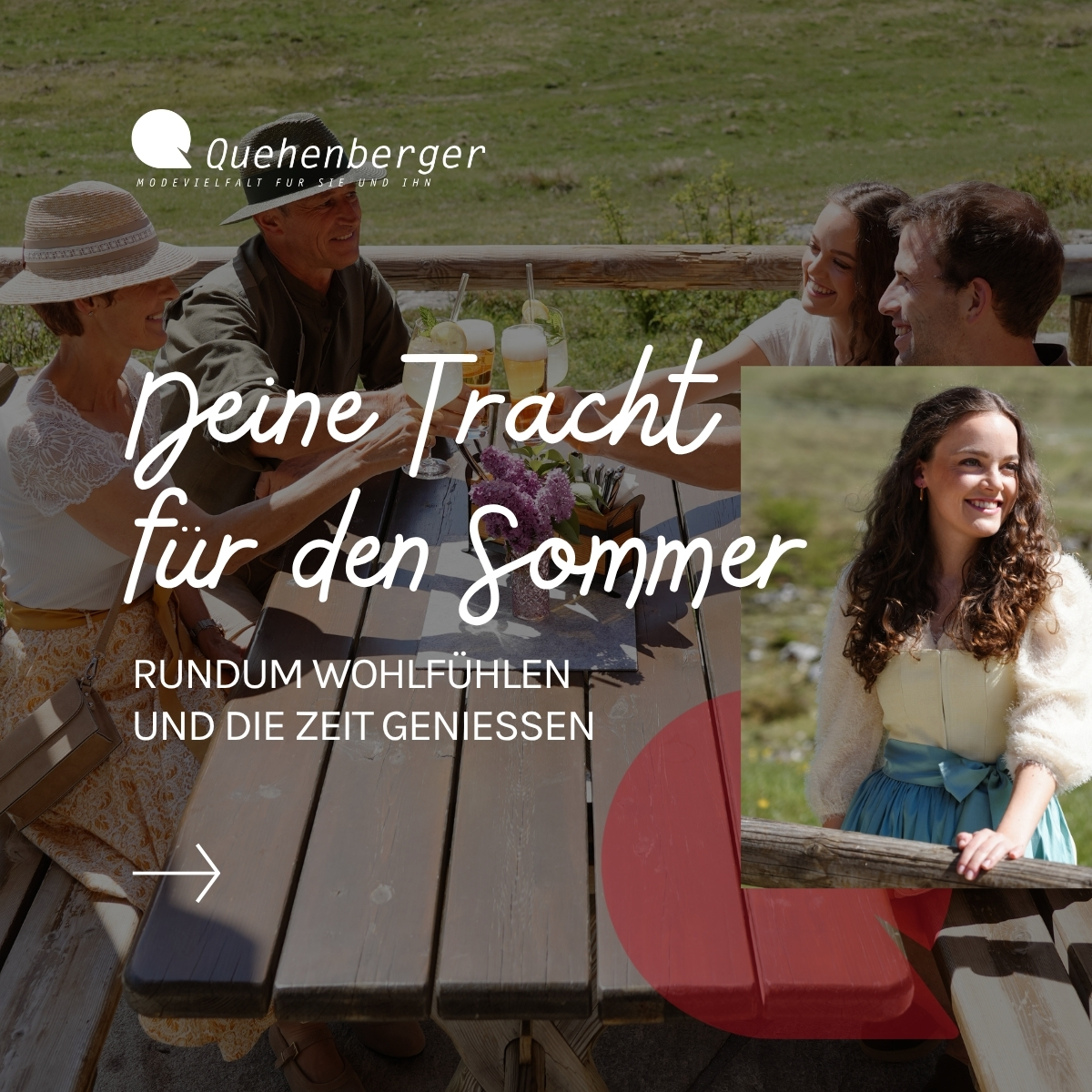 Moden Quehenberger Facebook ad: Endlich wieder in die Sommertracht schlüpfen!