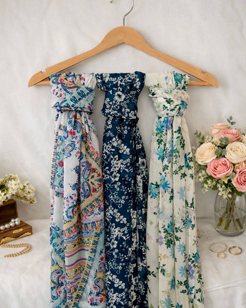La Perla Voile Facebook ad: Foulards chiffon imprimés disponibles!