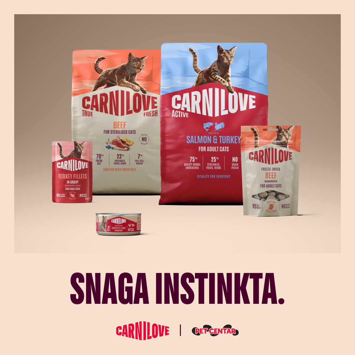 CARNILOVE RS Facebook ad: Instinkt se nikada ne usporava.