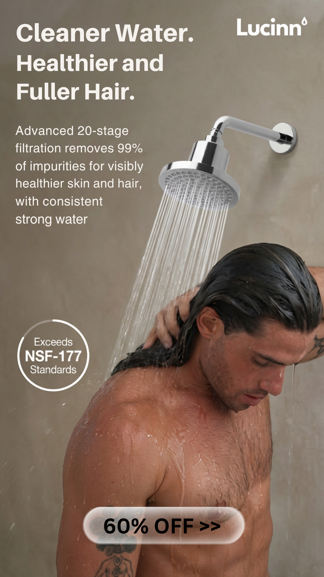 Lucinn Filtered Showerhead Facebook ad