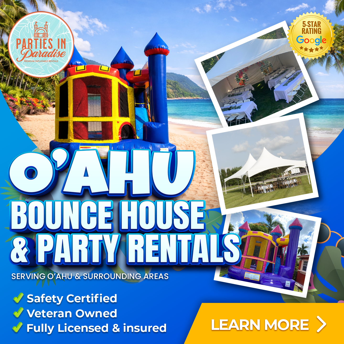 Parties in Paradise LLC Facebook ad: SAVE YOUR DATE NOW!