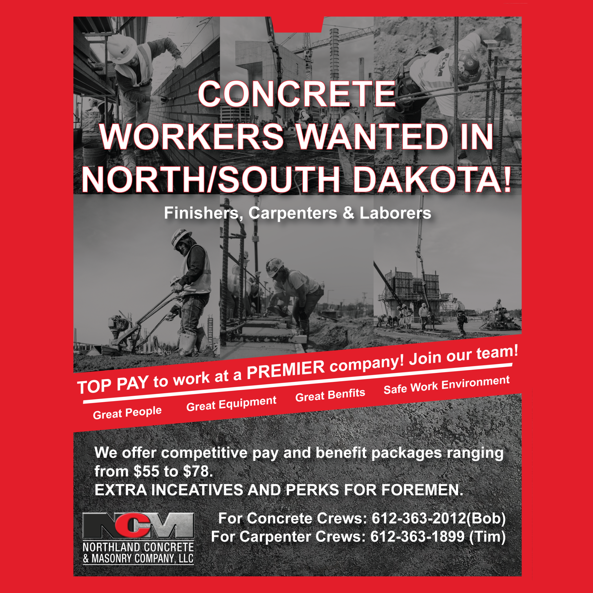 Northland Concrete & Masonry Facebook ad: Hiring Now!