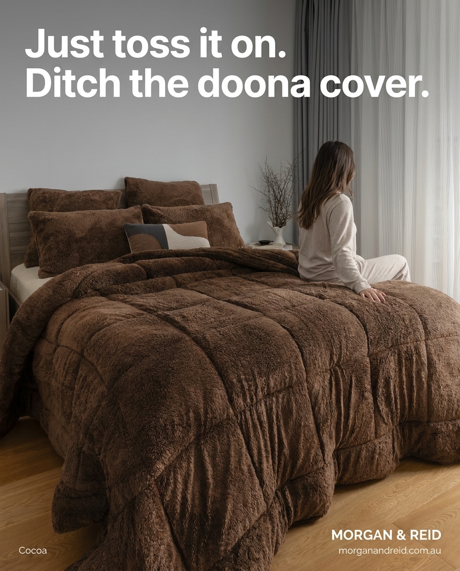 Morgan & Reid Facebook ad: No covers. No hassle. Just comfort.