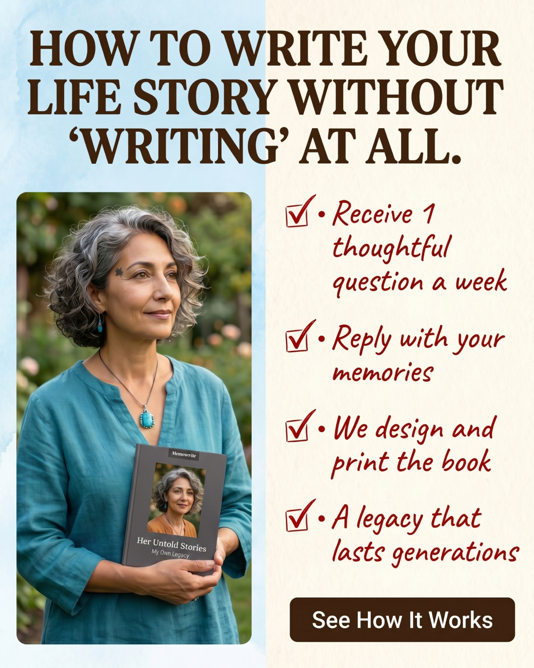 Memowrite Facebook ad