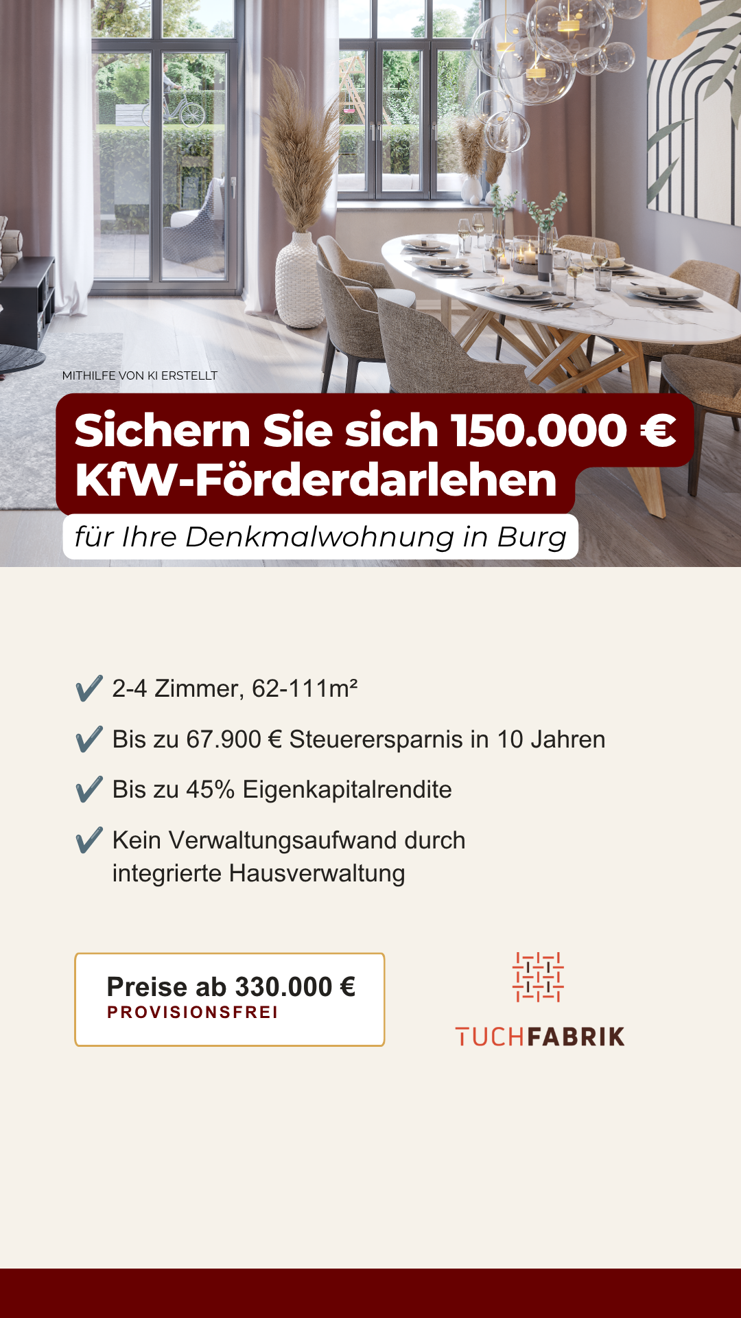 Wohnquartier Tuchfabrik Facebook ad from Aug 14, 2026