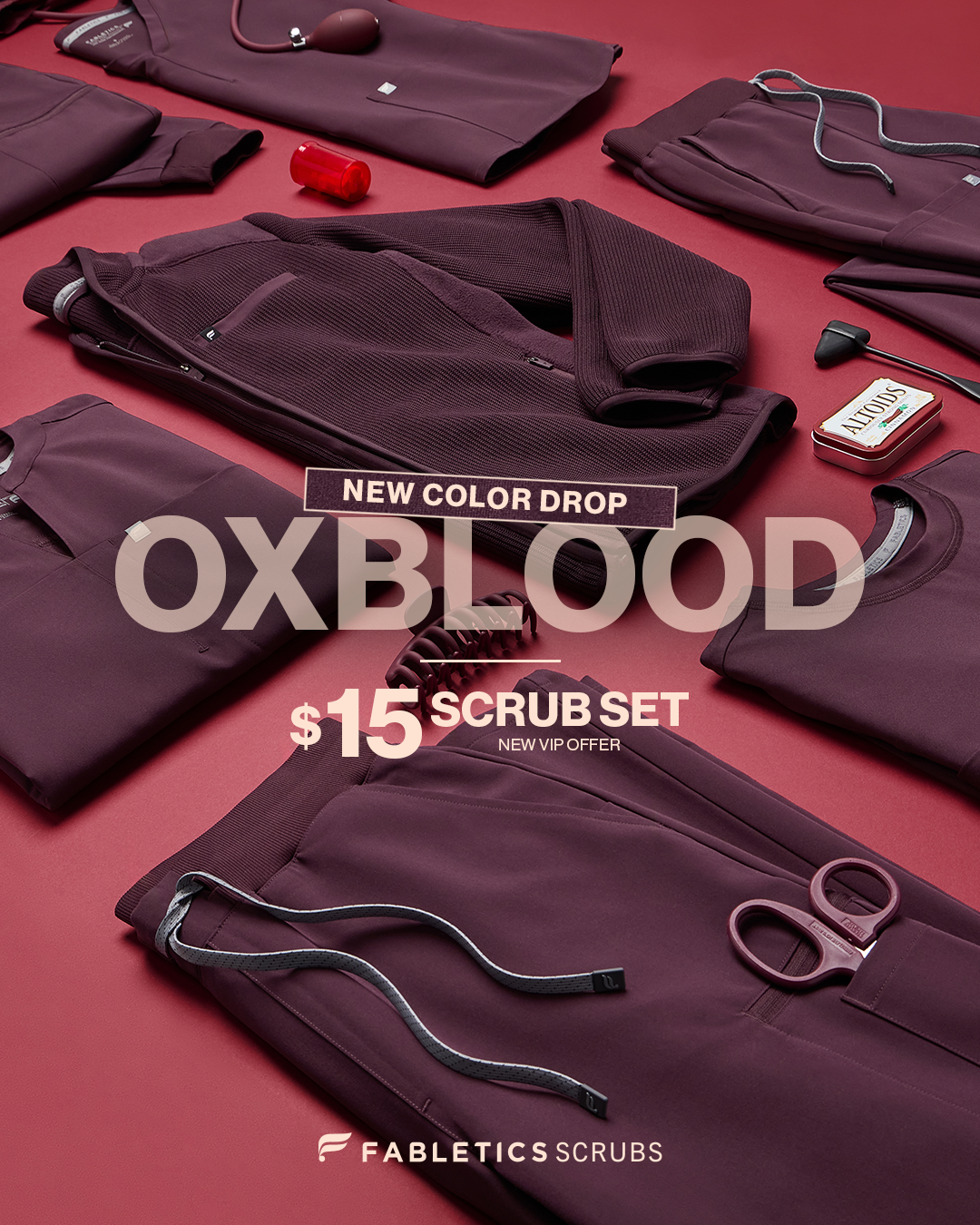 Fabletics Scrubs Facebook ad: NEW COLOR DROP