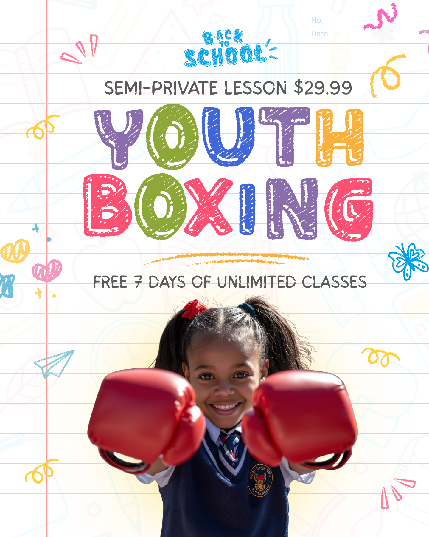 Jukebox Boxing Club Facebook ad: Semi-Private Lesson + FREE 7 Days of UNLIMITED Boxing!
