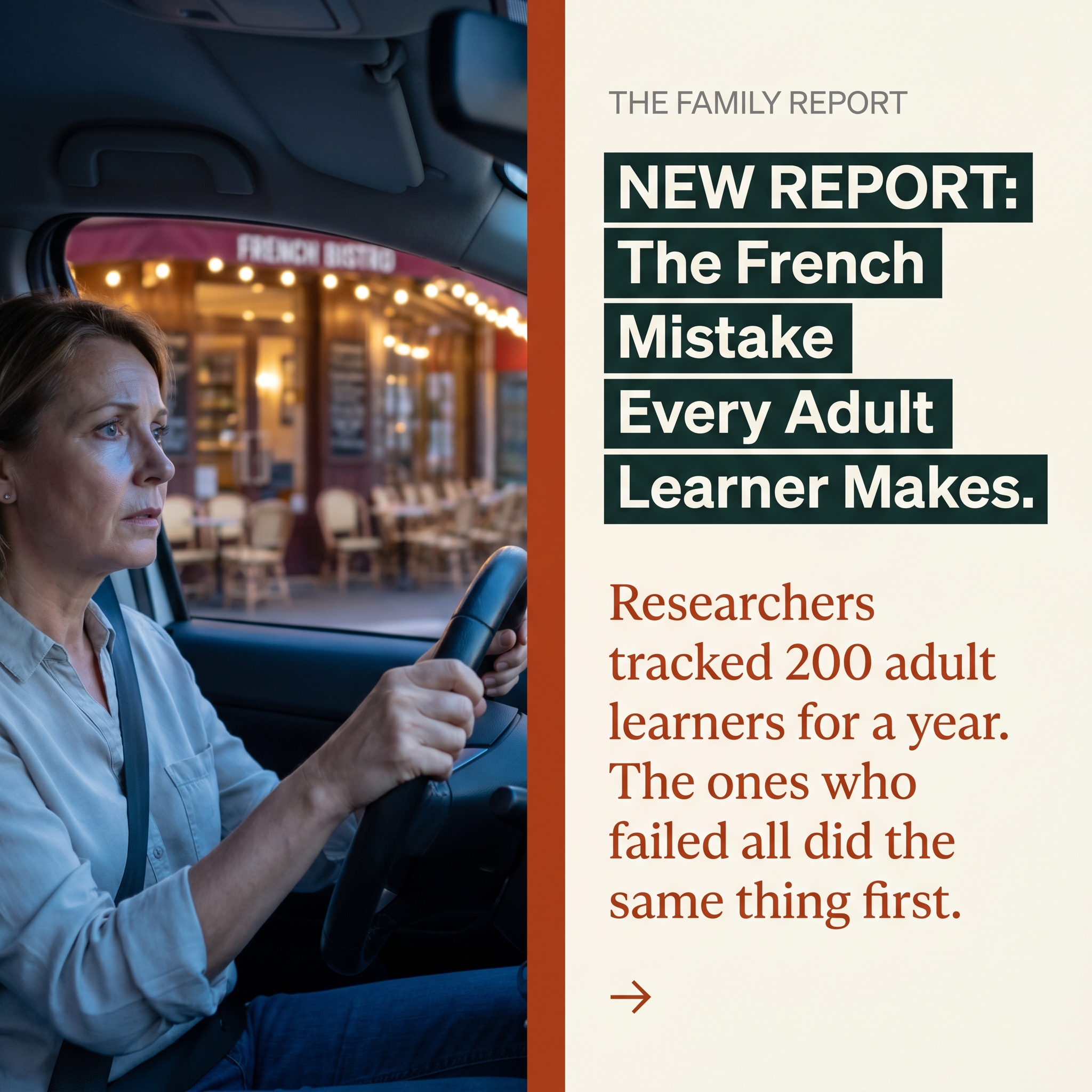 Huha Bele Facebook ad: NEW REPORT: The French Mistake Every Adult Learner Makes.