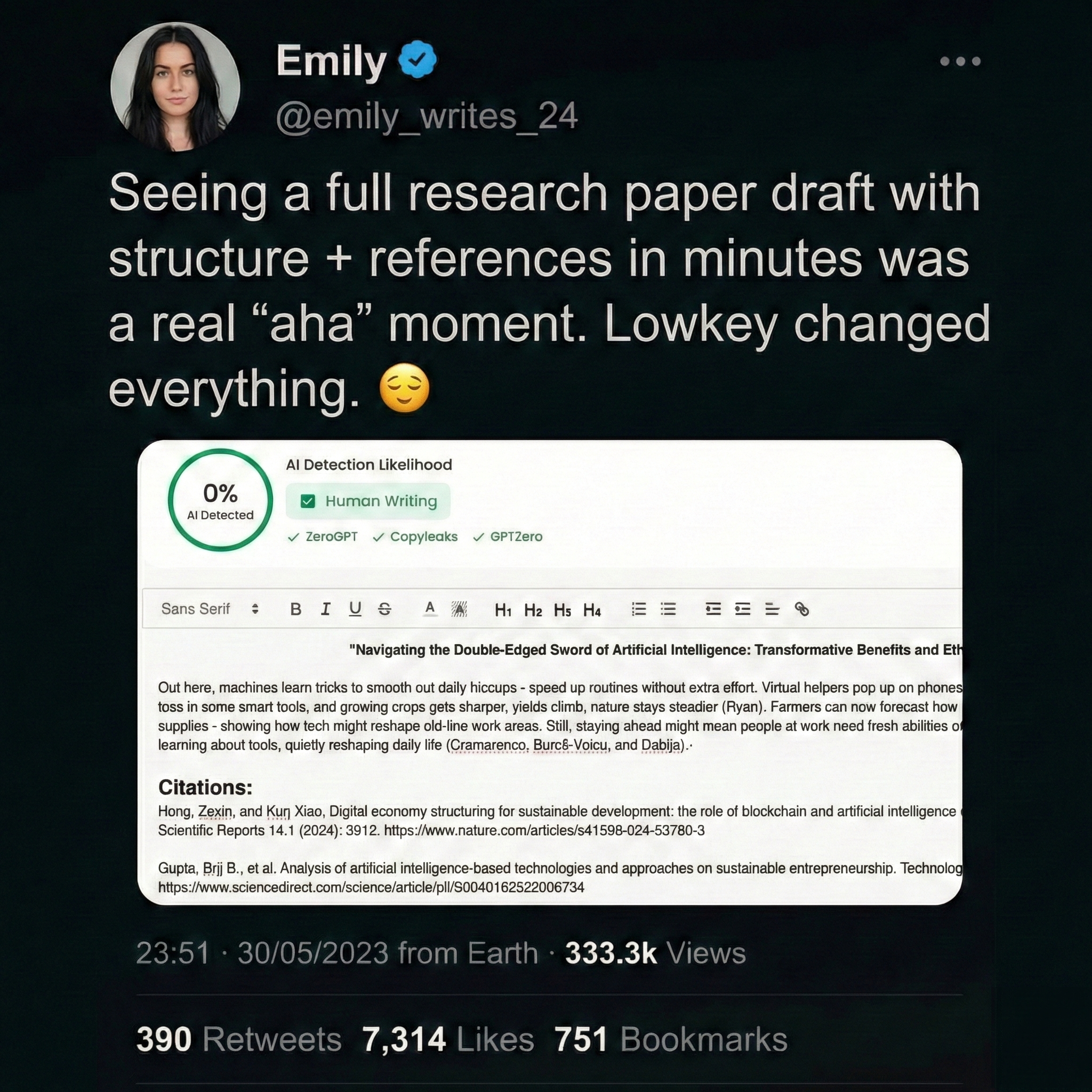 Writeless AI Facebook ad