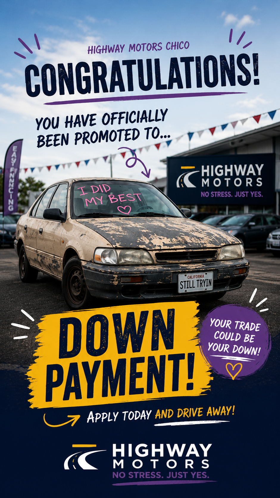 Highway Motors Chico Facebook ad from Jul 14, 2026