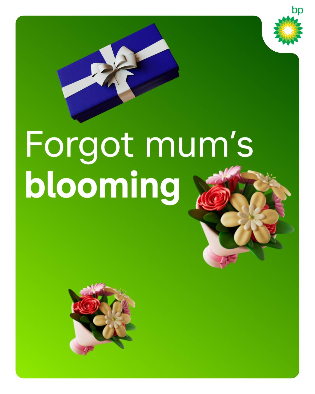 bp Facebook ad: Flowers, chocolates and wine grabbed just in time.