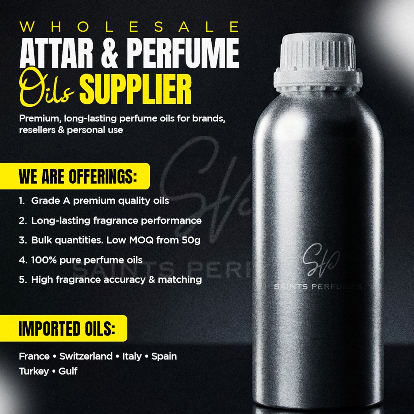 Saints Perfumes Facebook ad: Perfumes and attar order on Whatspp