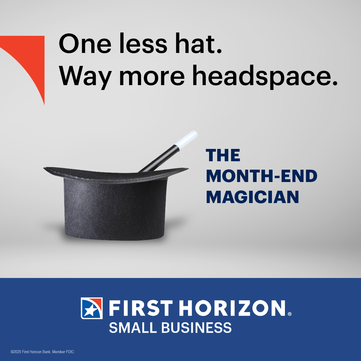 First Horizon Bank Facebook ad: One less hat. Way more headspace.