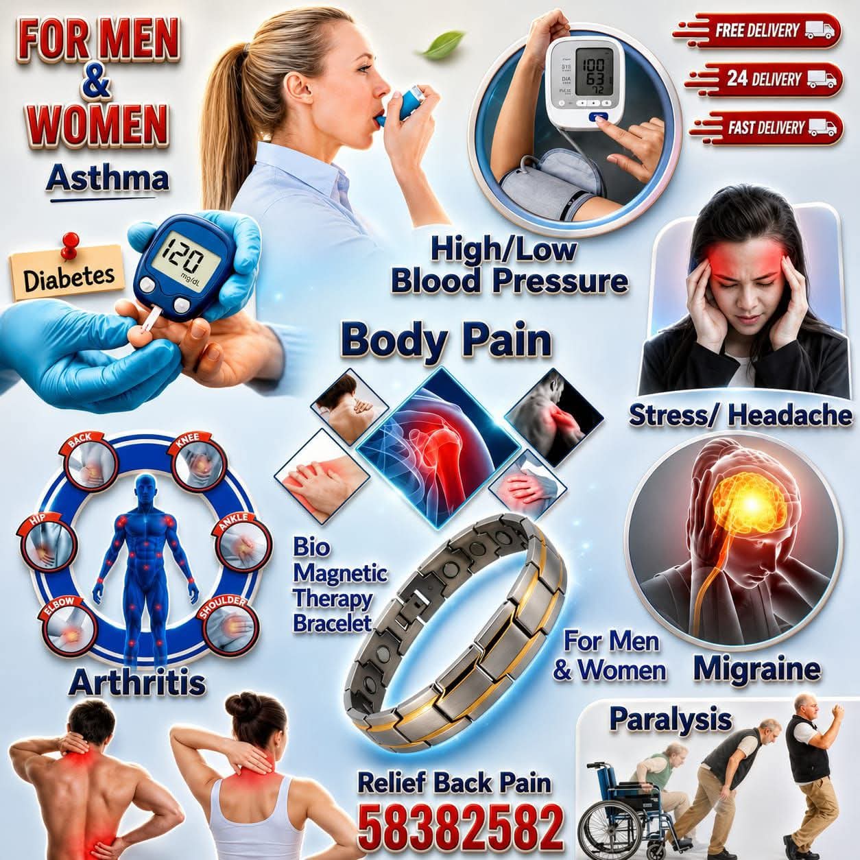 Fashion Stainless steel Facebook ad: BIO MAGNETIC THERAPY BRACELET FOR MEN & WOMEN