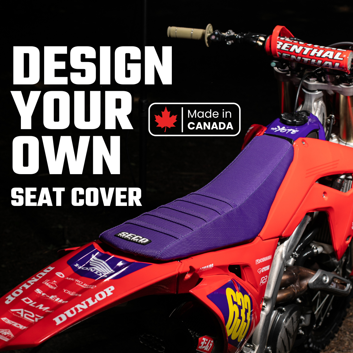 Seco seat cover Facebook ad: Custom MX Seat Covers