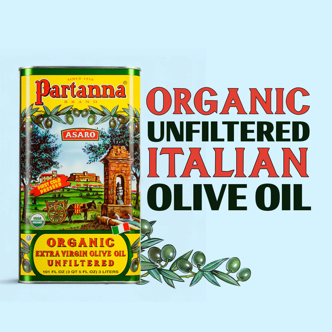 Partanna Facebook ad: Sicilian Organic Olive Oil. 100% Castelvetrano Olives.
