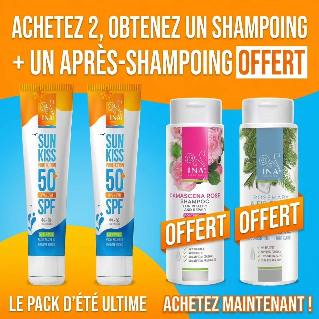 InaEssentials - Entreprise Familiale de Cosmétiques BIO Facebook ad: Achète 2, reçois shampoing et après-shampooing offerts