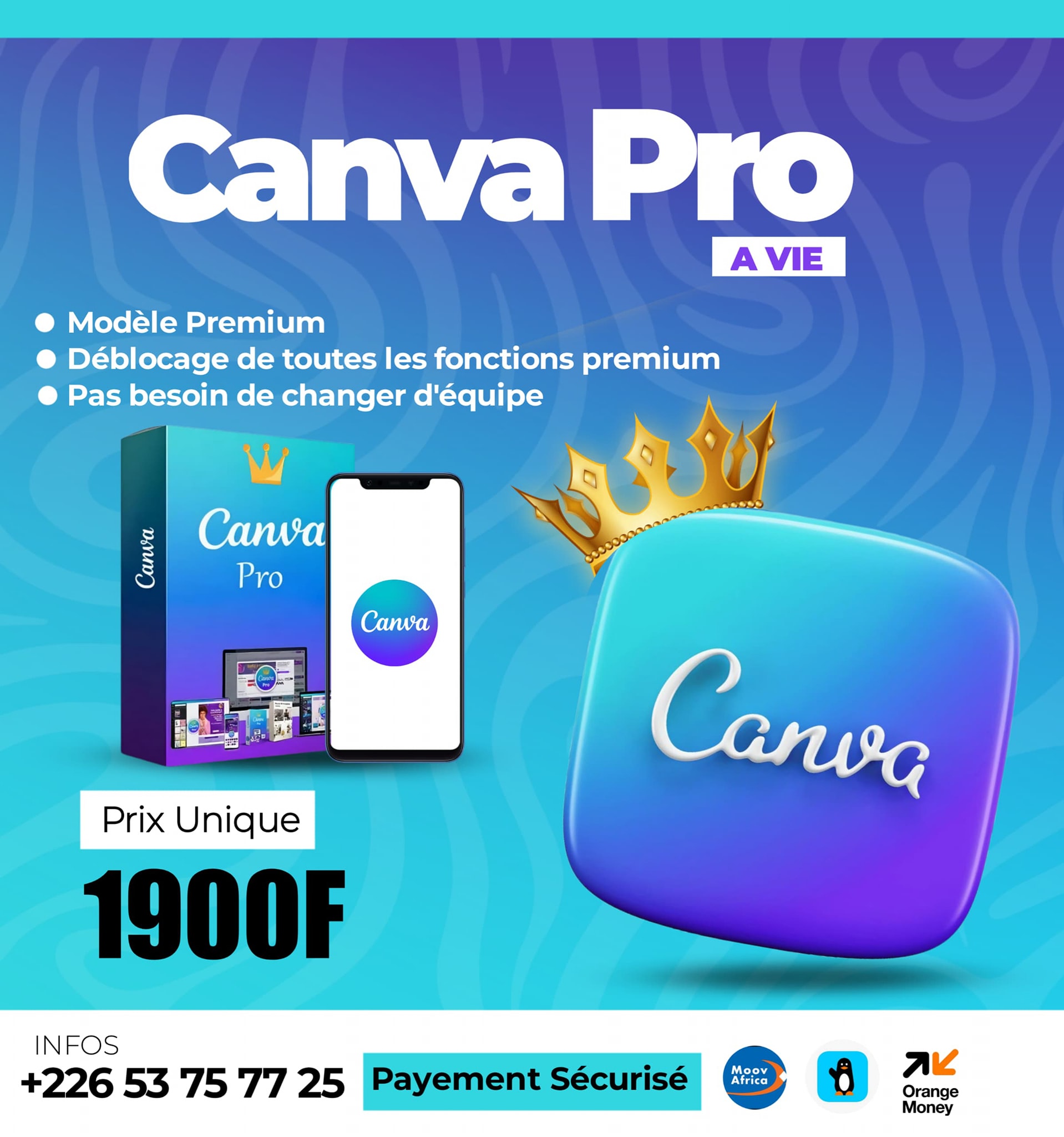 B.Digimarket Facebook ad: GRANDE OFFRE: Canva Pro À VIE pour seulement…