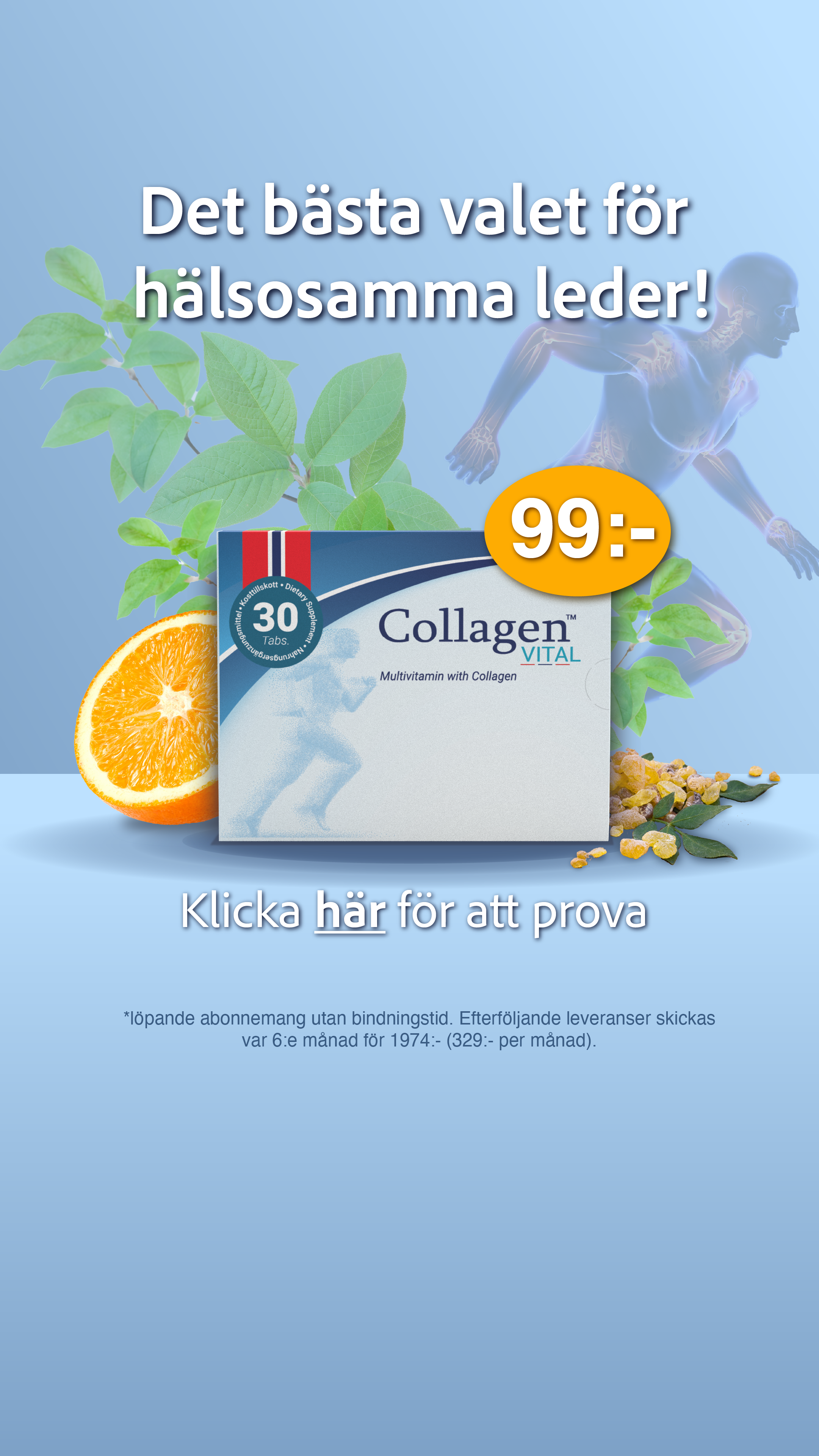 Collagen Vital Facebook ad: Ont i lederna?