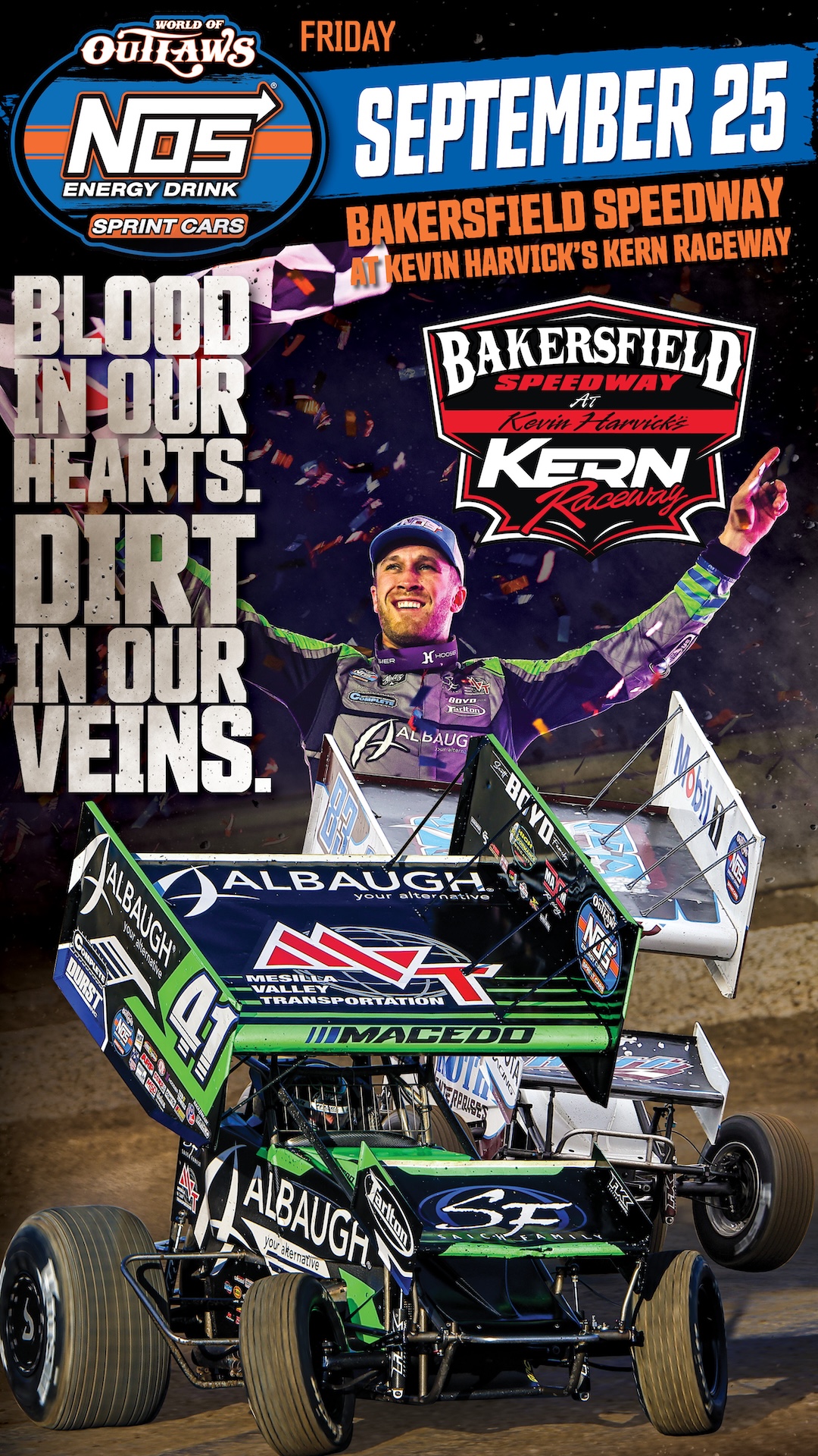 World of Outlaws Sprint Car Series Facebook ad: A little bit of dirt never hurt nobody