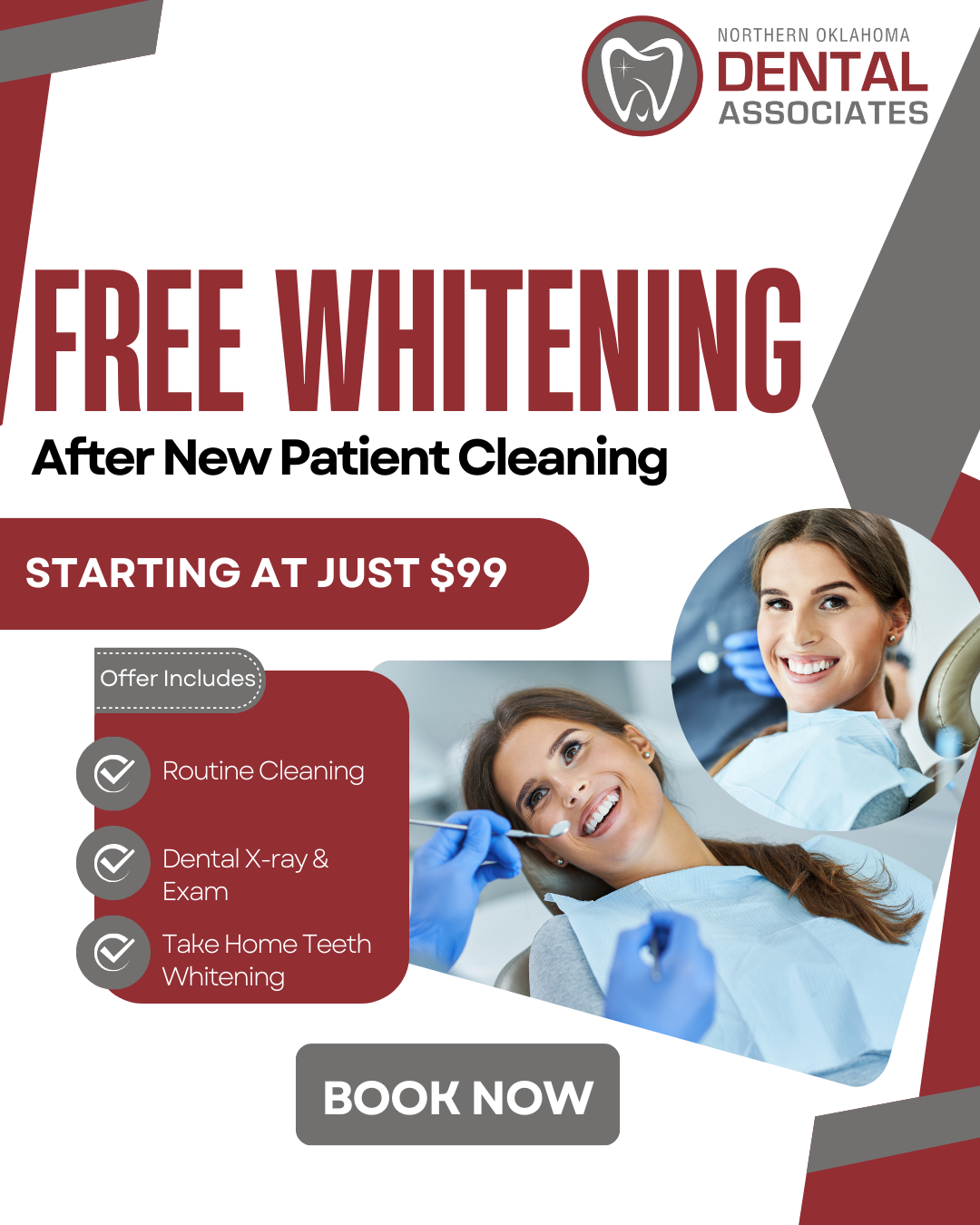 Northern Oklahoma Dental Associates Facebook ad: We love welcoming new smiles! Get a gentle, thorough…