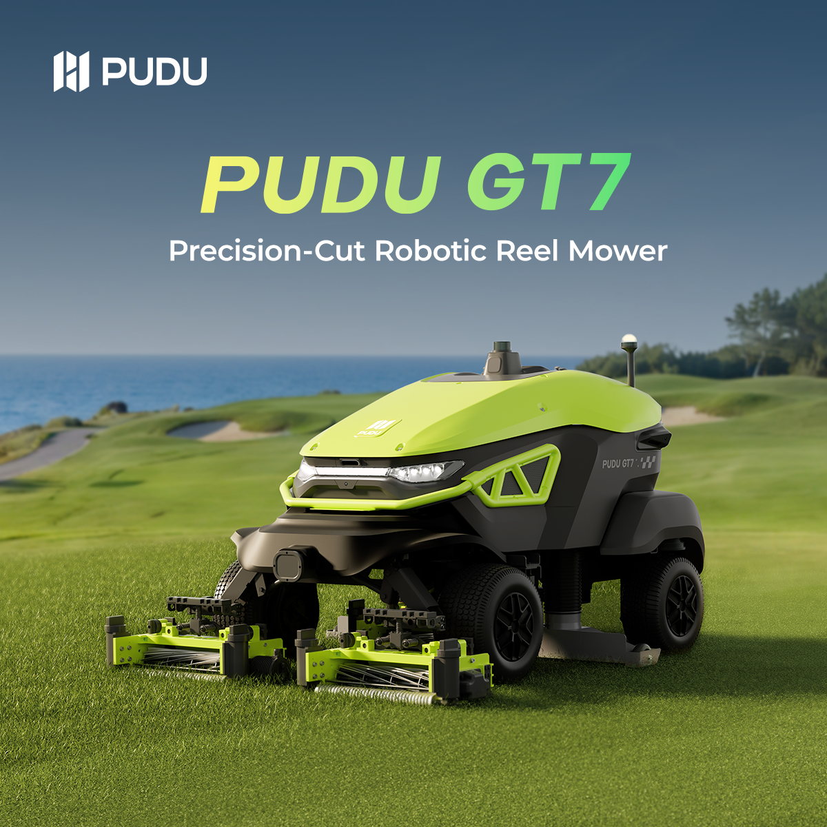 Pudu Robotics Global Facebook ad: Professional turf care demands precision across every field.