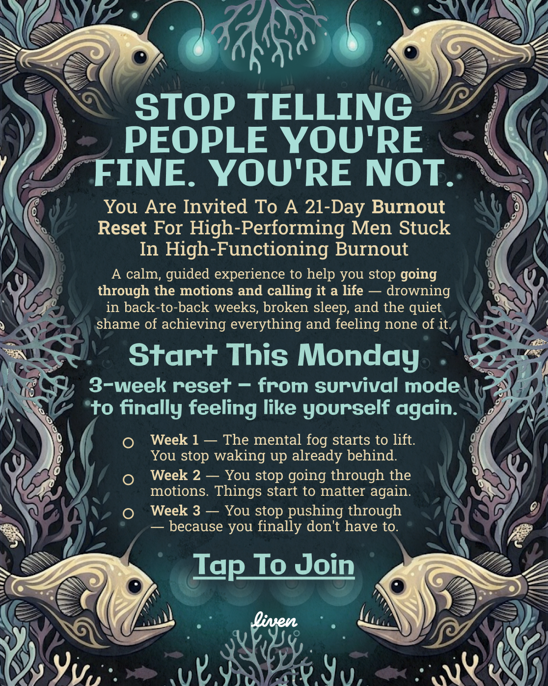Liven: Self-Discovery Community Facebook ad