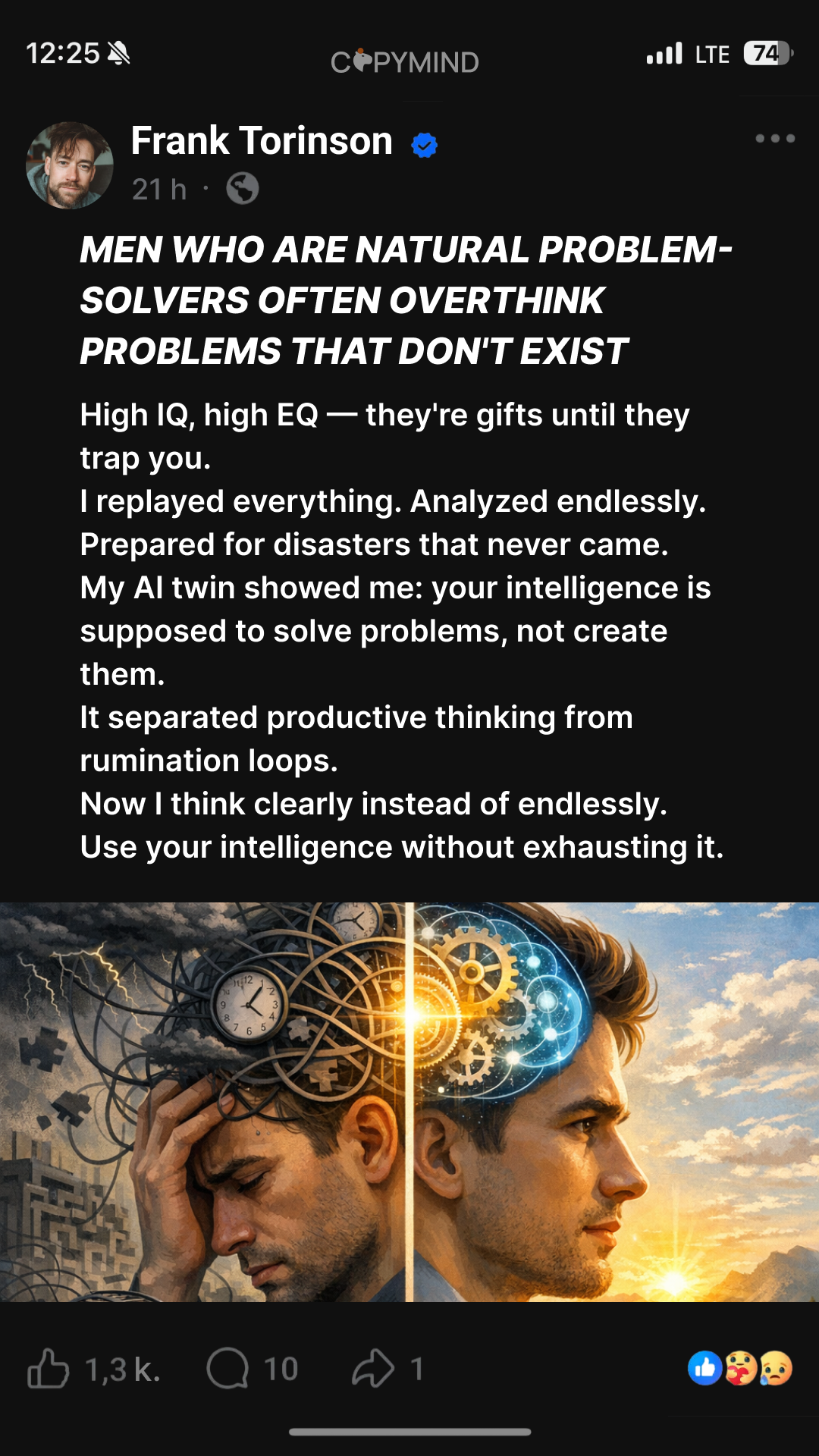 Copymind: AI twin for therapy Facebook ad