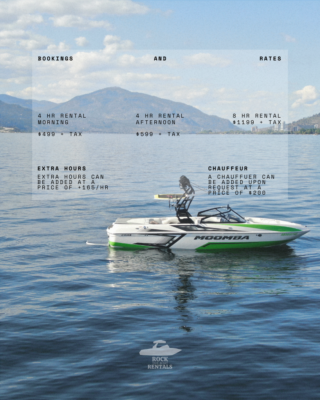 Rock the Boat Rentals Facebook ad: Book Your Boat Rental Today
