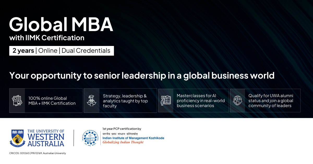 UWA Global MBA with IIM Kozhikode Certification Facebook ad