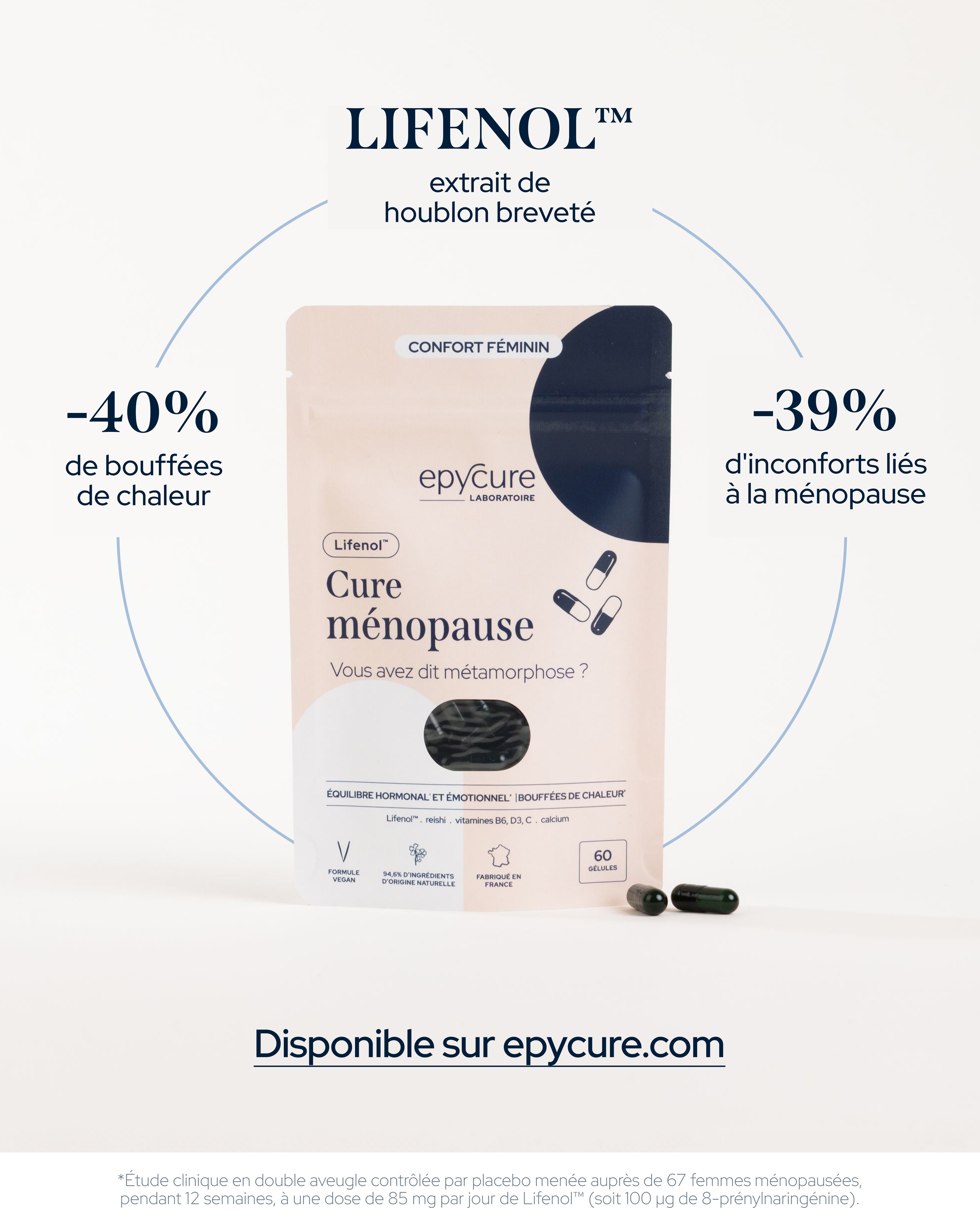 Epycure Facebook ad: 86% des femmes recommandent la Cure ménopause
