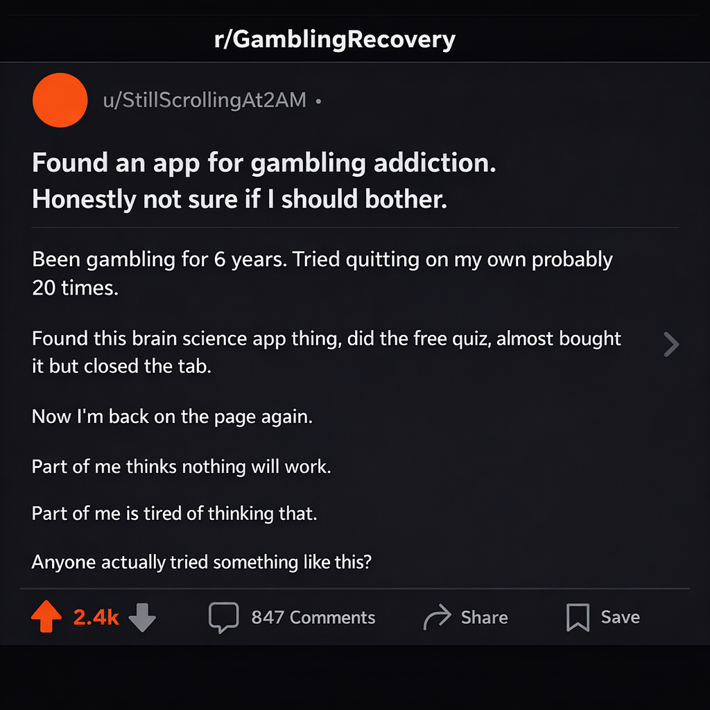 Habit Drop Facebook ad: Found an app for gambling addiction.