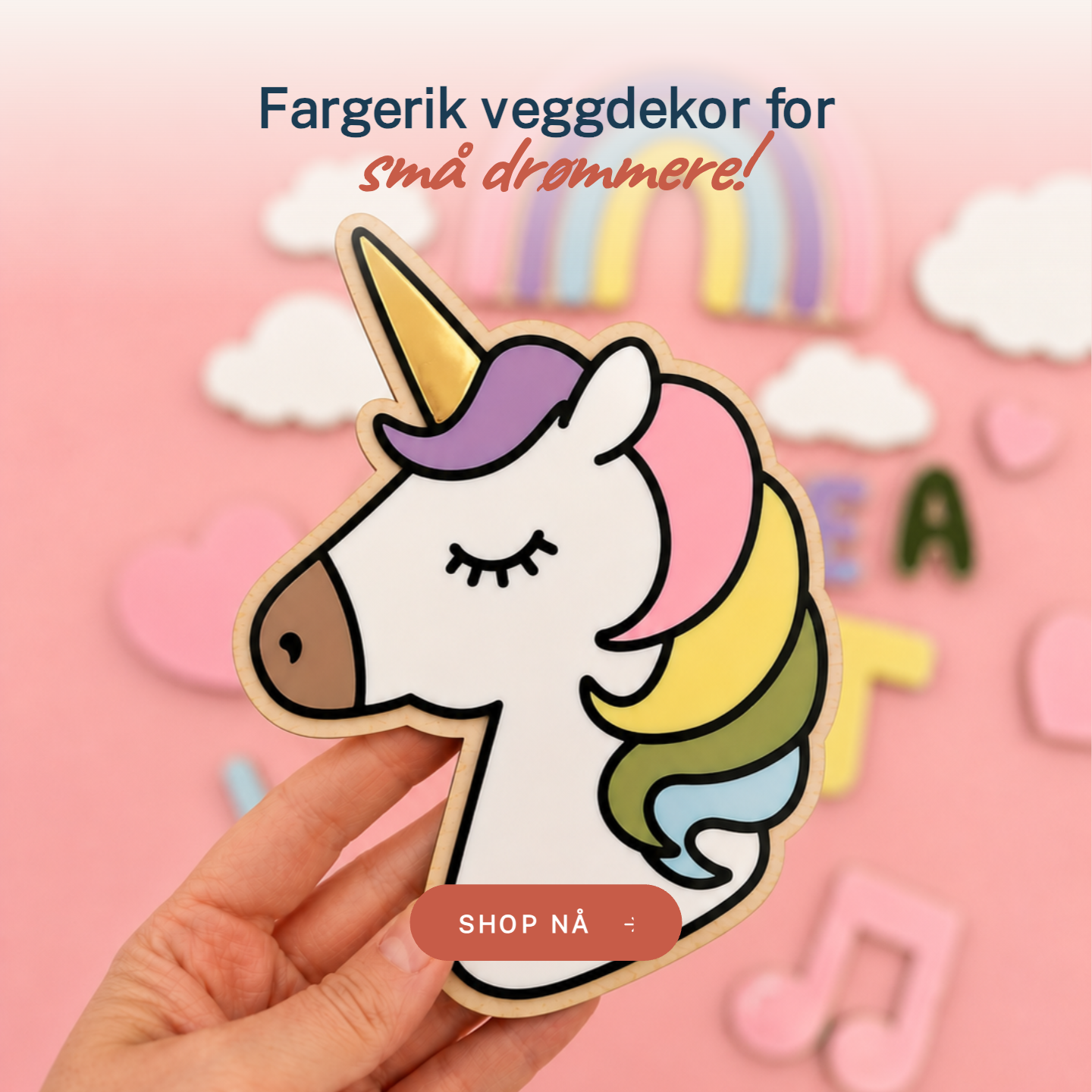 ByRossland Facebook ad: Skap magi med håndlaget veggdekor til barnerommet