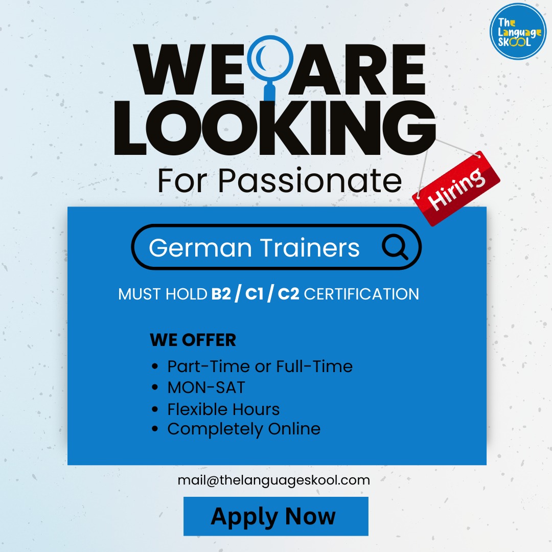 The Language SKOOL - Online Facebook ad: TLS is hiring German language experts to teach & earn from…