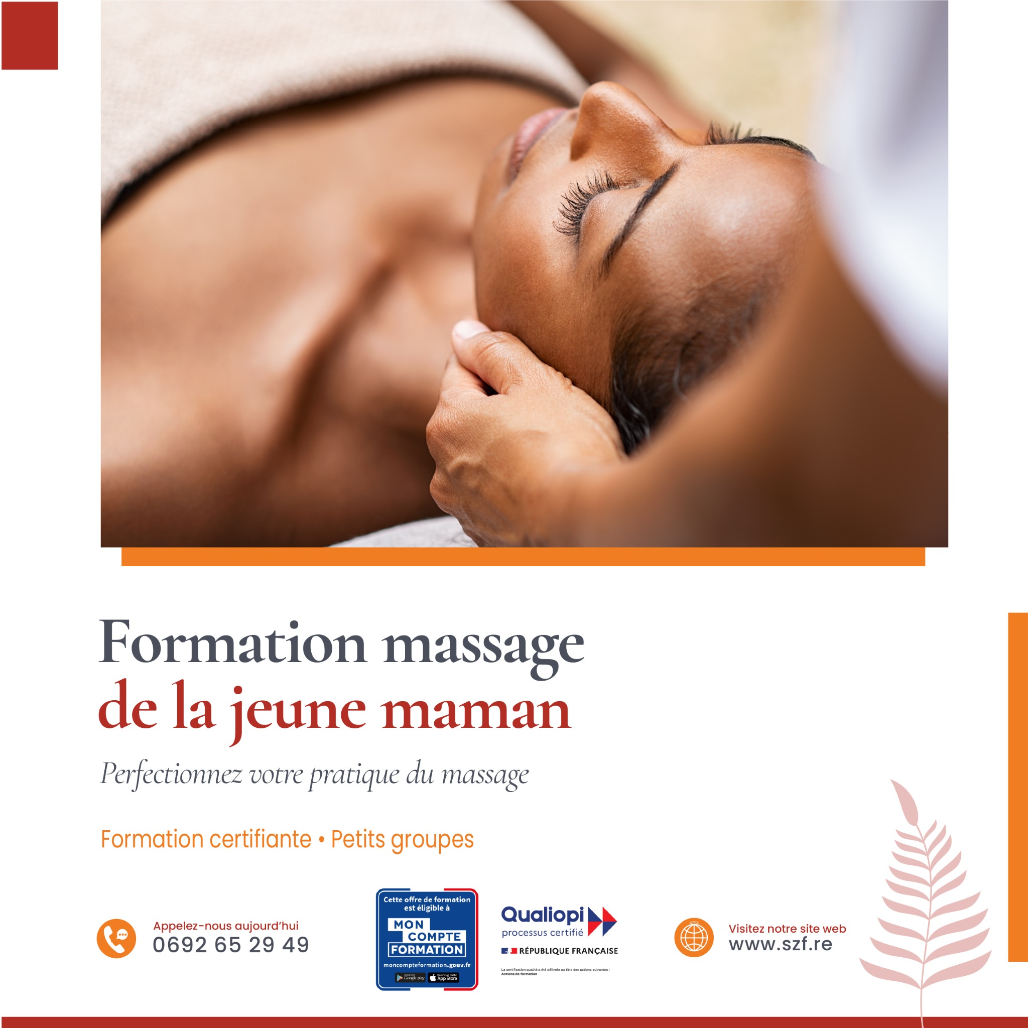 Soyez Zen Réunion Facebook ad: Formation massage éligible CPF