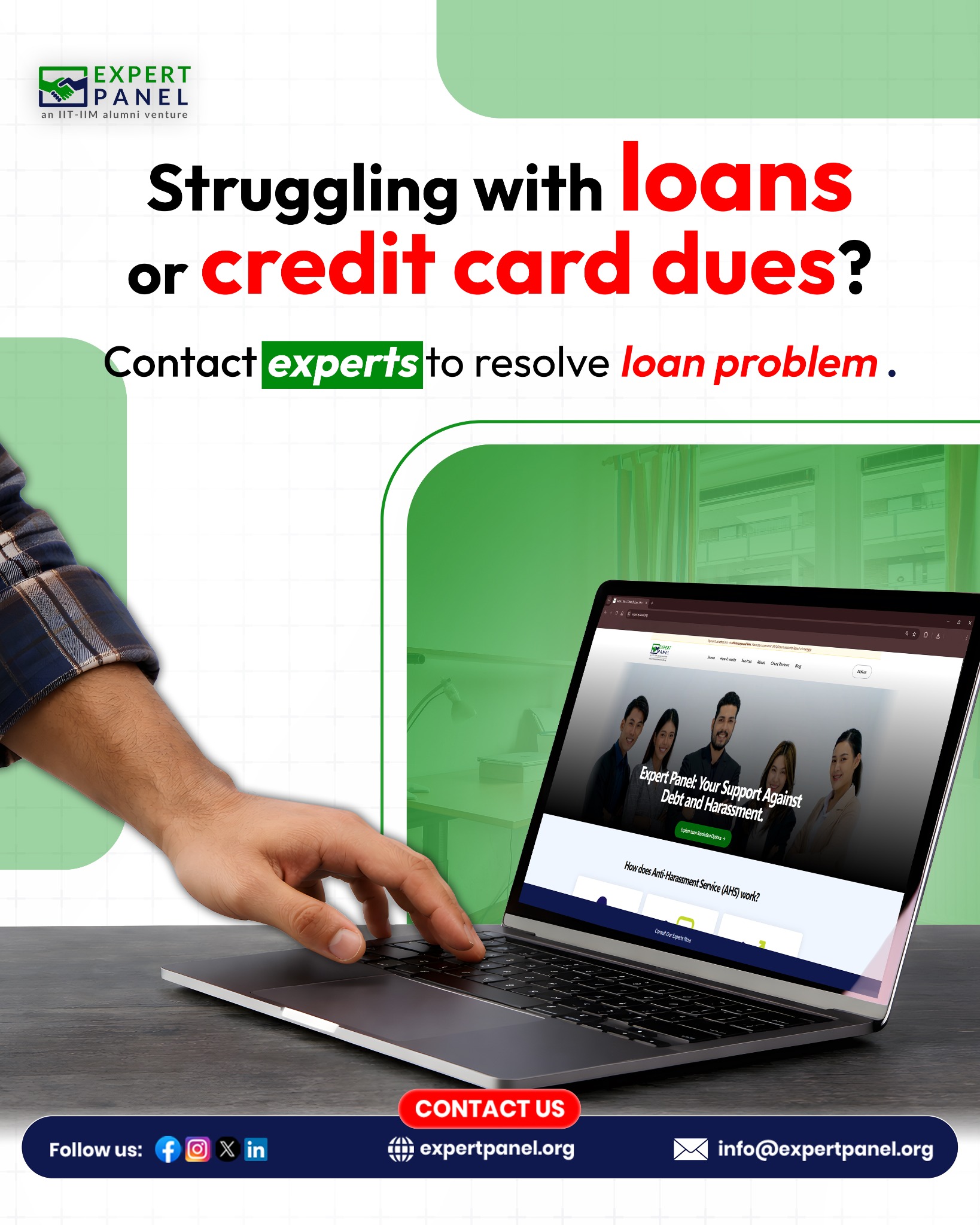 ExpertPanel Facebook ad: Resolve Loan EMIs & Credit Card Dues