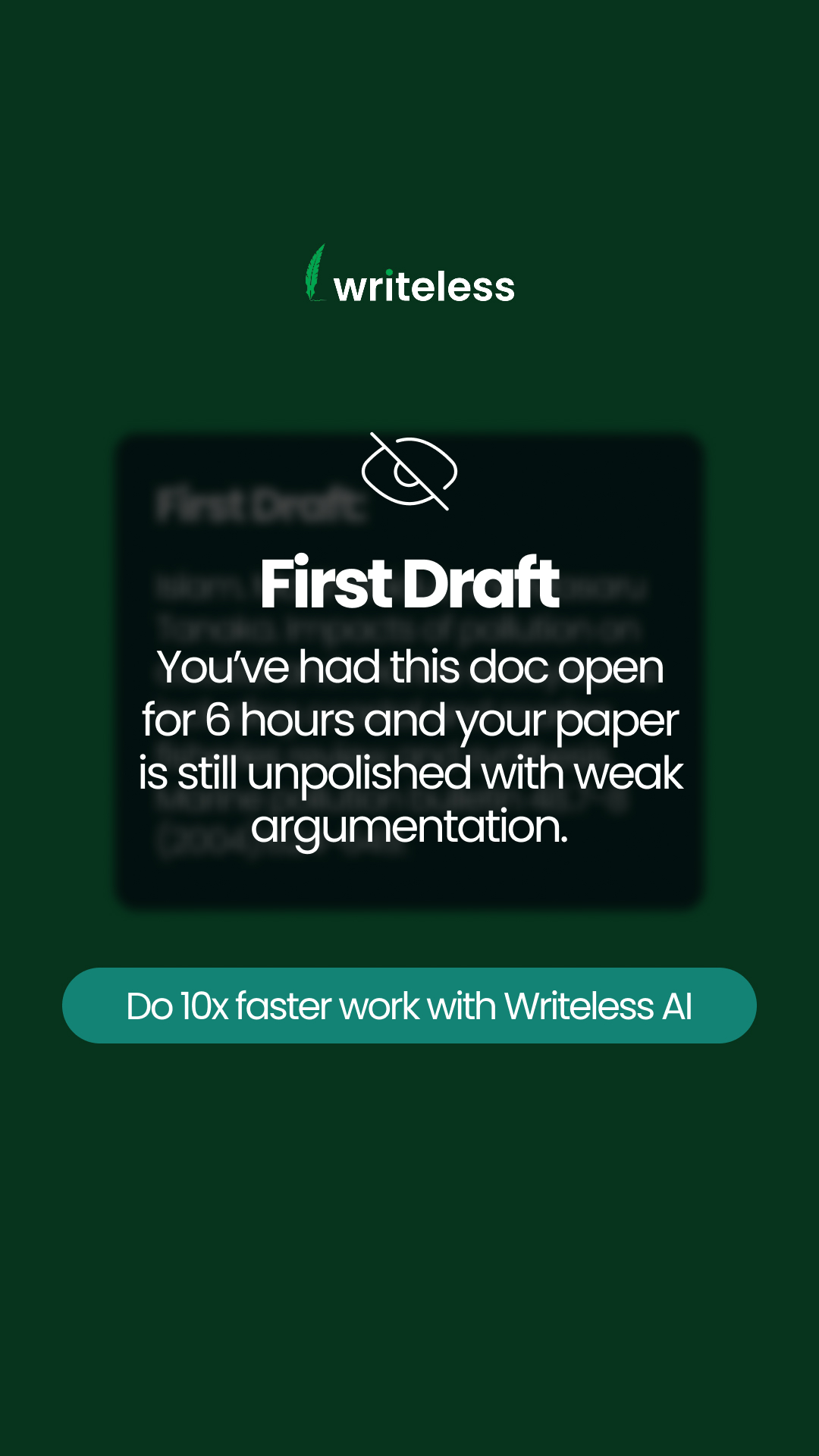 Writeless AI Facebook ad