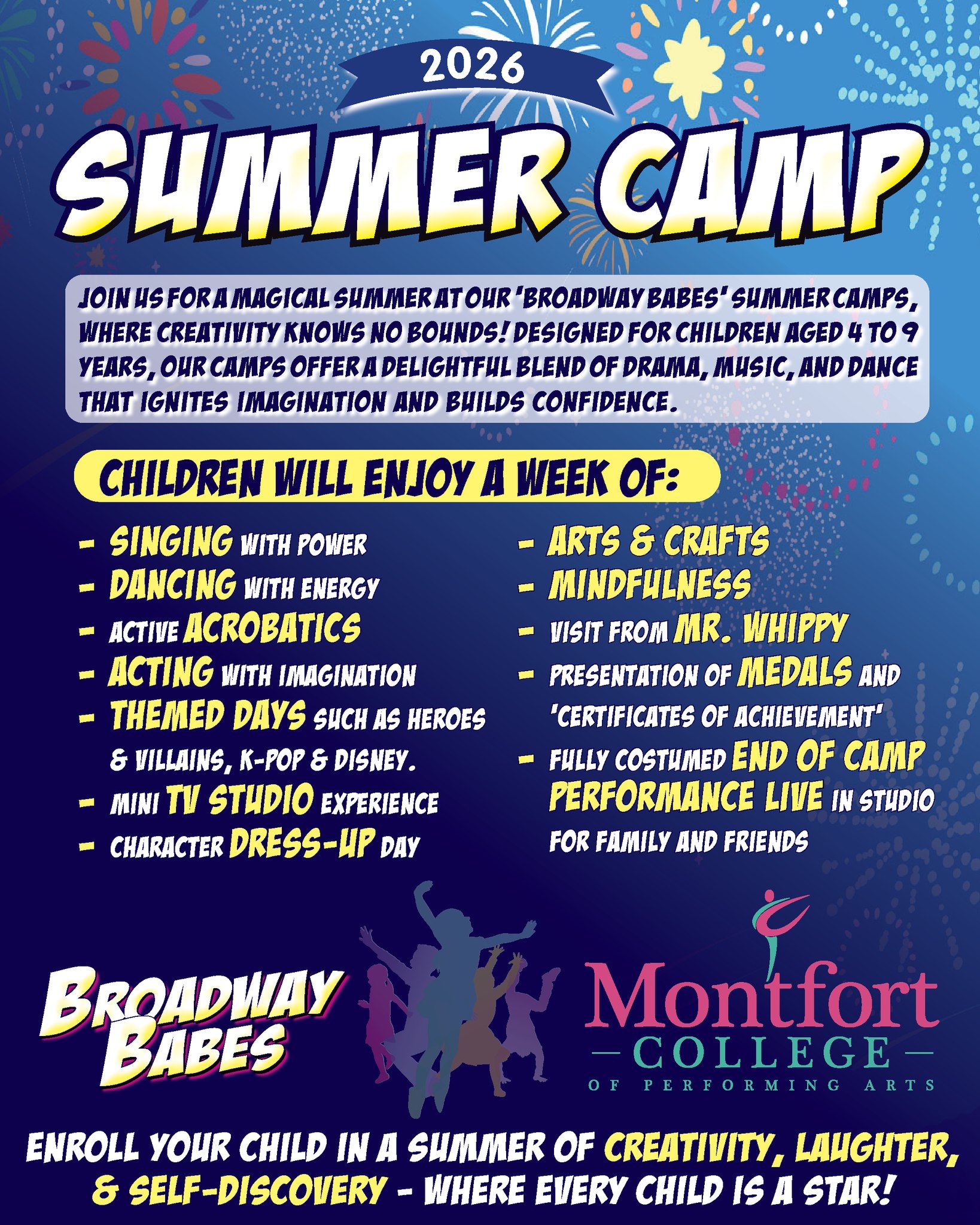 Montfort College of Performing Arts Facebook ad: Montfort Summer Camps 2026, Now Booking!