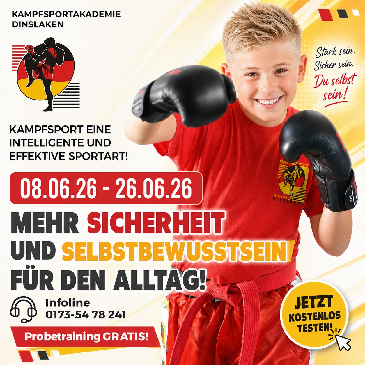 Kampfsportakademie Dinslaken Facebook ad: Mehr Sicherheit und Selbstbewusstsein für den Alltag.