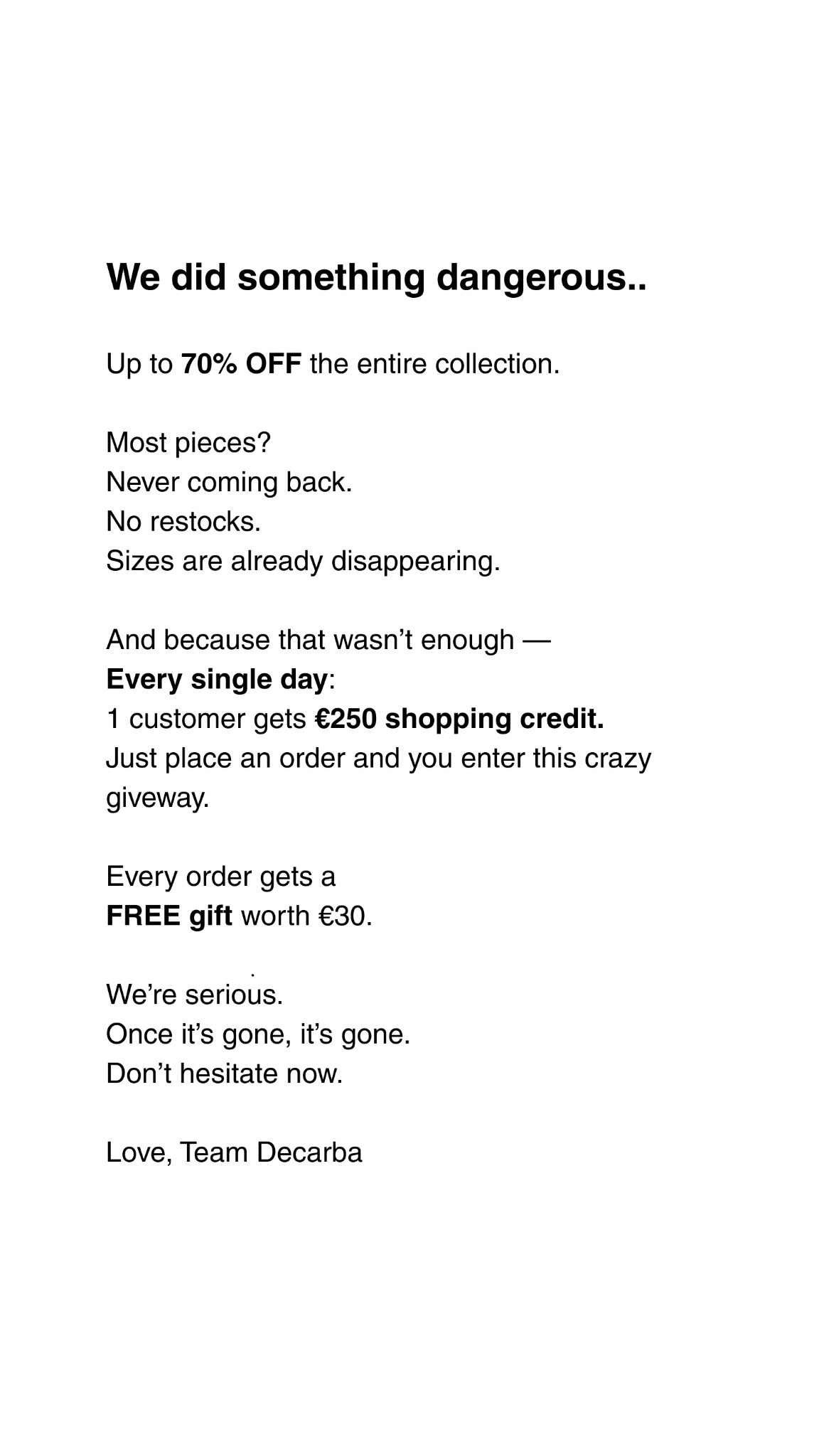 Decarba Facebook ad