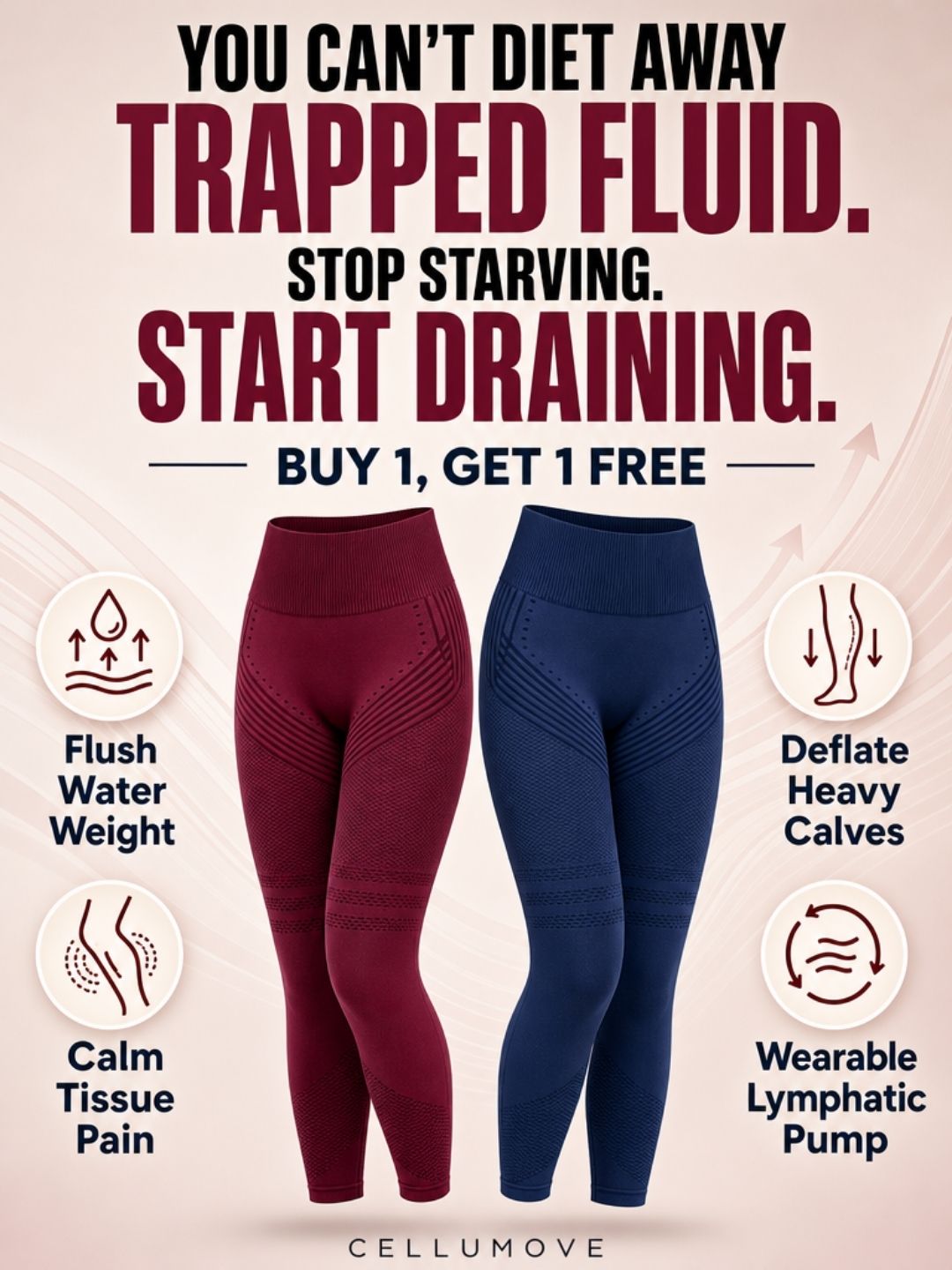 Cellumove Fitwear Facebook ad: Heavy Legs After a Long Day?