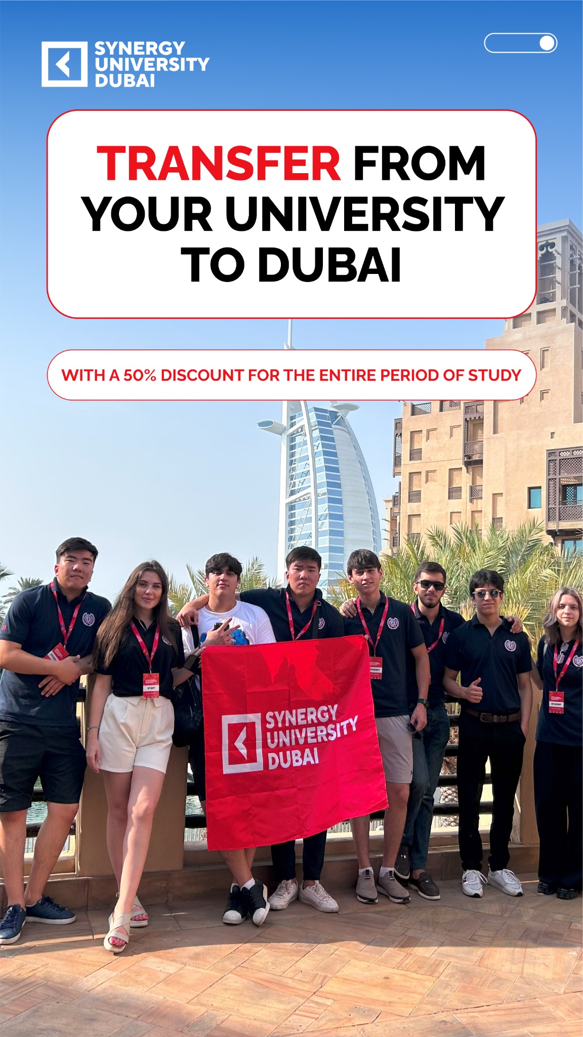 Synergy University Dubai Campus Facebook ad from Jan 14, 2026