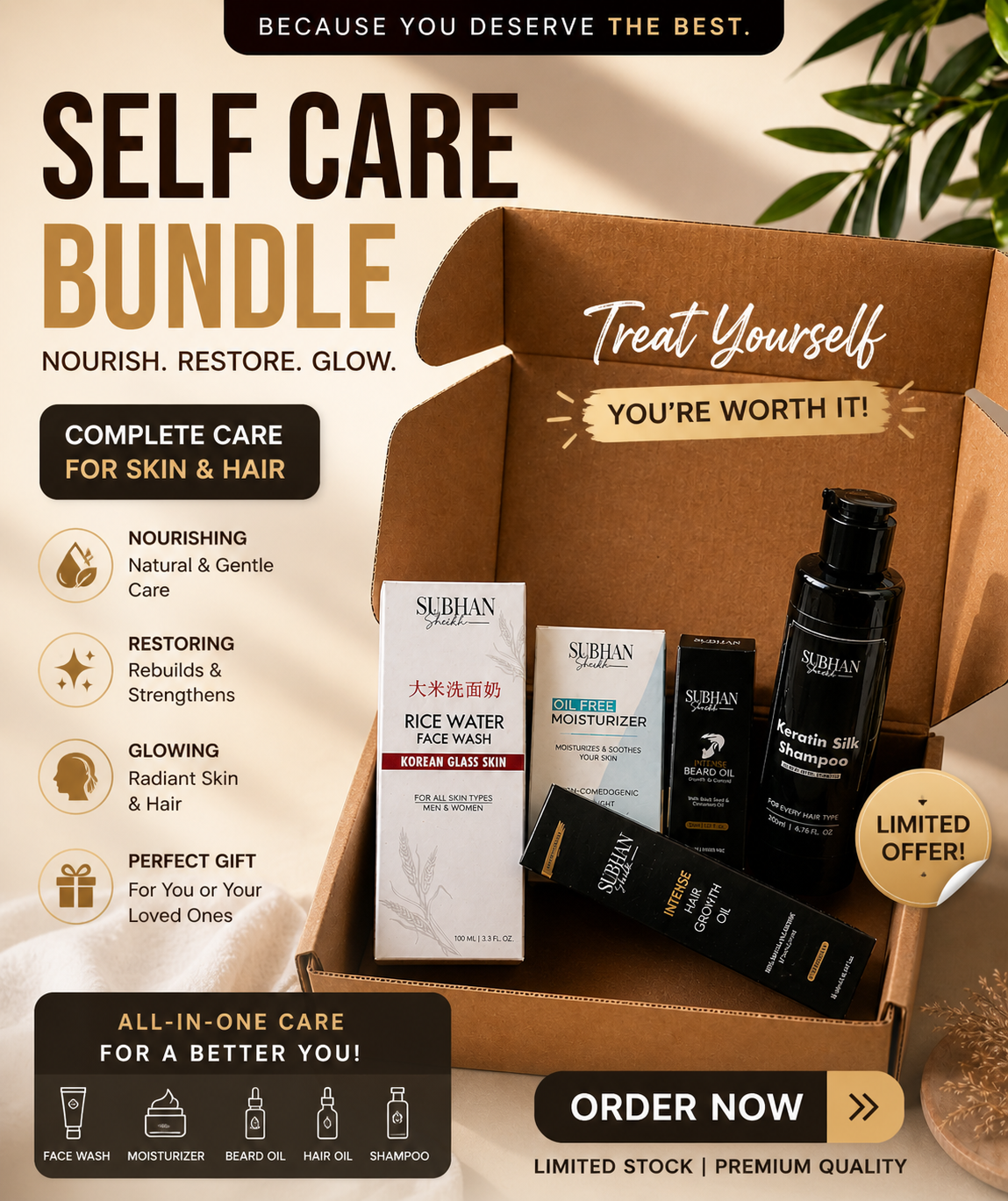 Subhan Sheikh Store Facebook ad: Complete Care in One Box.