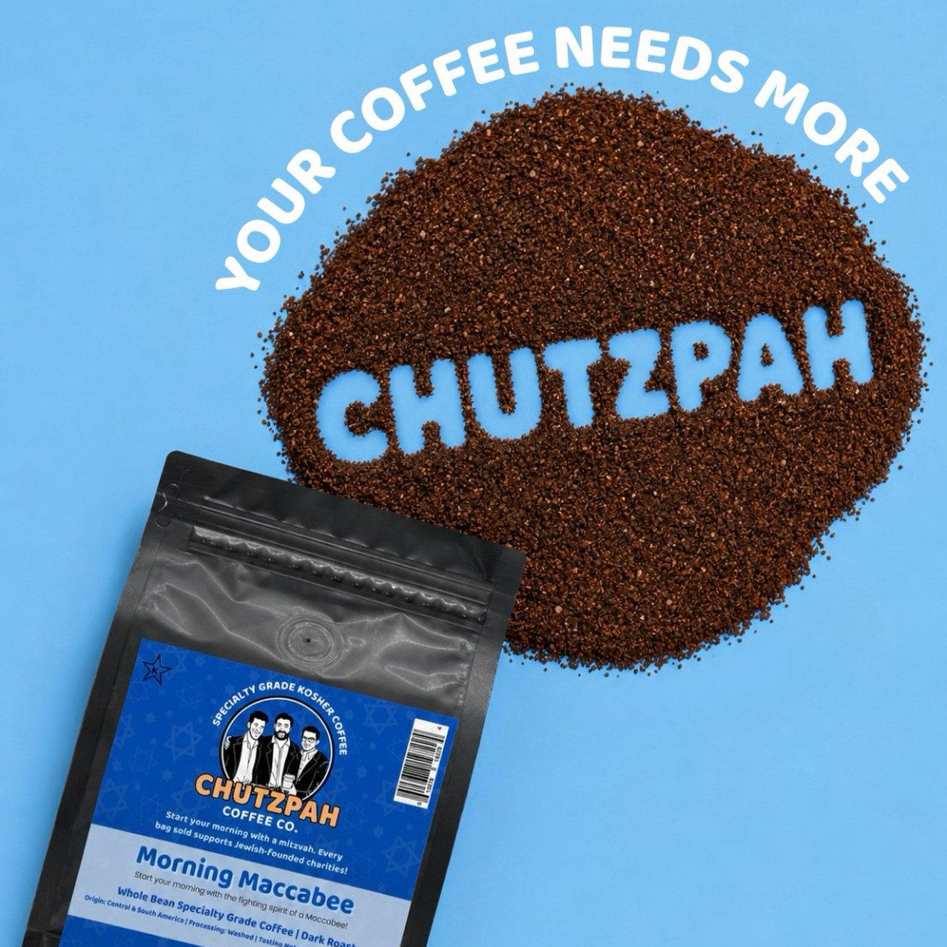 Chutzpah Coffee Company Facebook ad: Premium, Specialty Grade, Kosher Coffee.