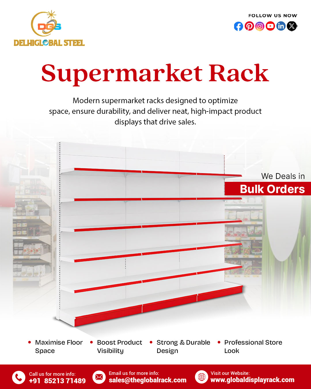 Display racks Facebook ad: Upgrade Your Store with Premium Supermarket Racks!